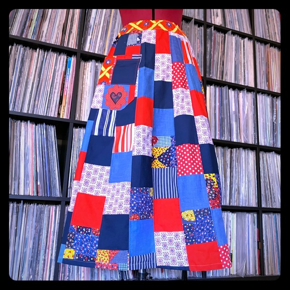 Vintage Dresses & Skirts - hippie patchwork 90s vintage skirt phish XS boho